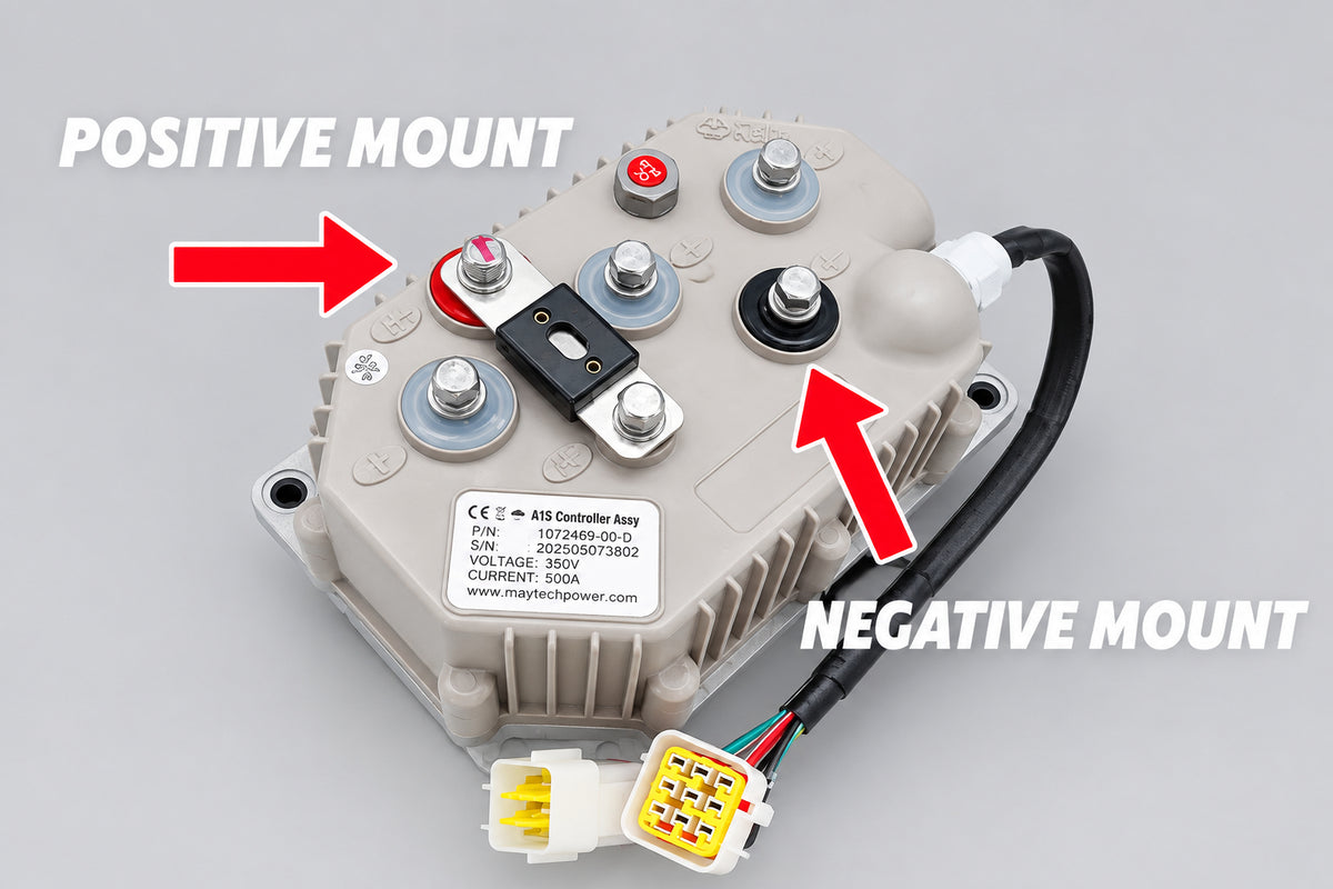Where to connect the Baja light kit: positive and negative mounts on a high-power motor controller